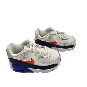 Nike Air Max 90 Leather Baby/Toddler Shoes White Blue Orange Black Size 5